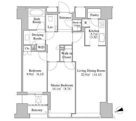 ラ・トゥール新宿　2008号室　間取り