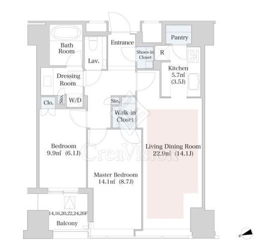 ラ・トゥール新宿　2104号室　間取り
