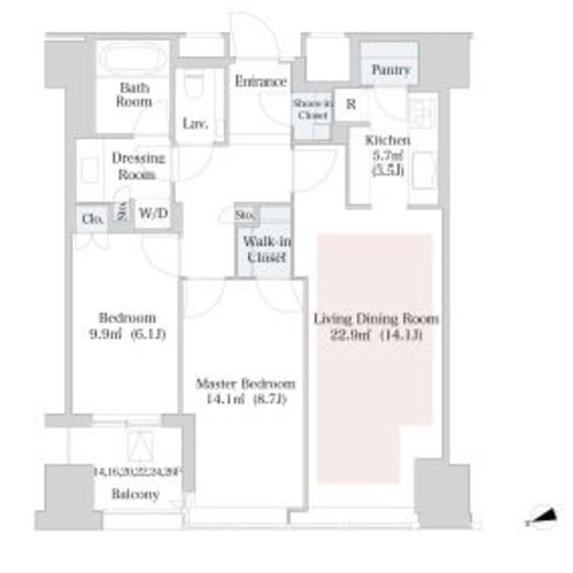 ラ・トゥール新宿　2208号室　間取り