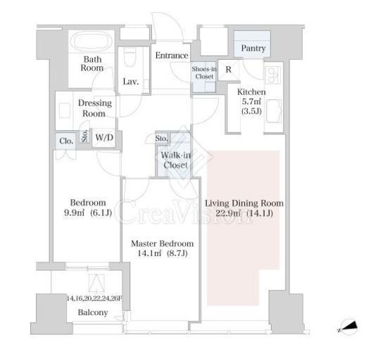 ラ・トゥール新宿　2308号室　間取り