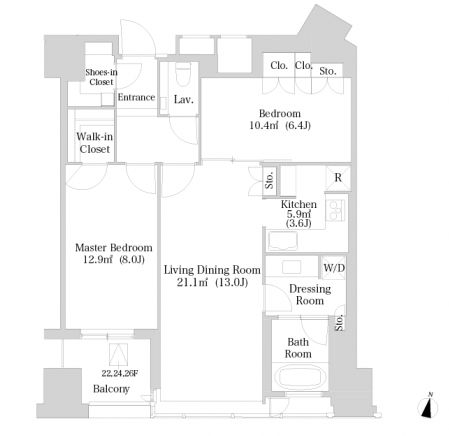 ラ・トゥール新宿　2514号室　間取り