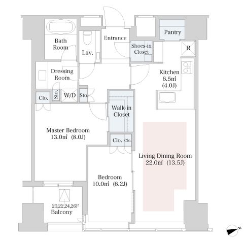 ラ・トゥール新宿　2516号室　間取り