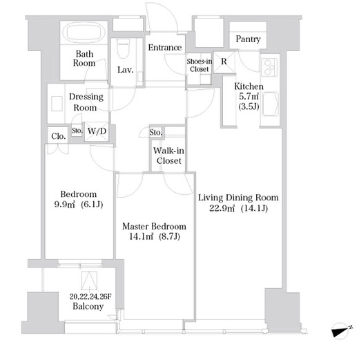 ラ・トゥール新宿　2521号室　間取り