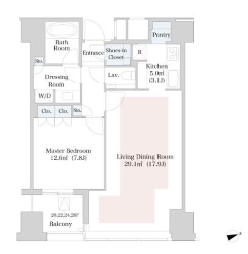 ラ・トゥール新宿　2522号室　間取り