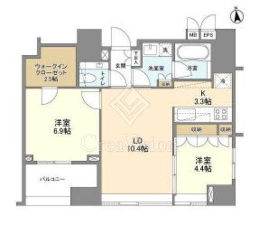 LaSante麻布十番　1403号室　間取り