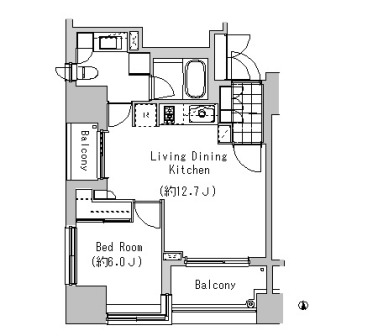 LaSante麻布十番　603号室　間取り