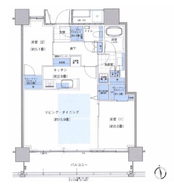 パークタワー東雲　3106号室　間取り