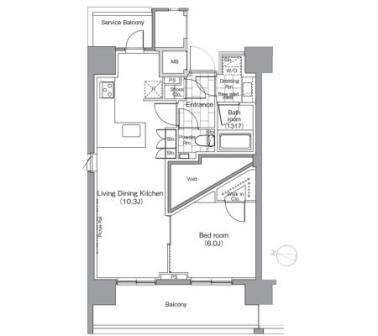 パークハビオ恵比寿　1001号室　間取り