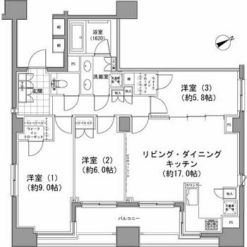パークハビオ八丁堀　1205号室　間取り
