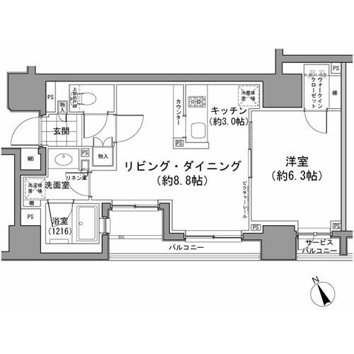 パークハビオ八丁堀　605号室　間取り