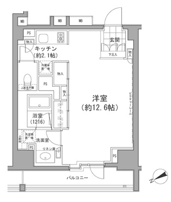 パークハビオ八丁堀　902号室　間取り