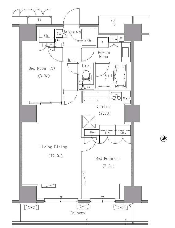 パークアクシス豊洲　1017号室　間取り