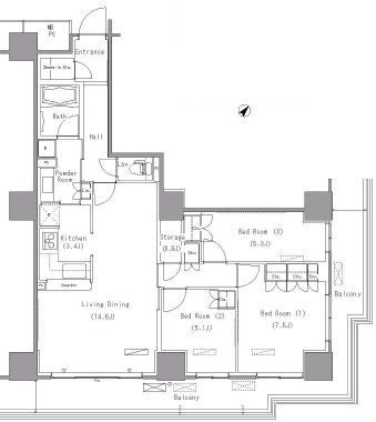 パークアクシス豊洲　1510号室　間取り