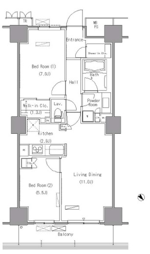 パークアクシス豊洲　1513号室　間取り