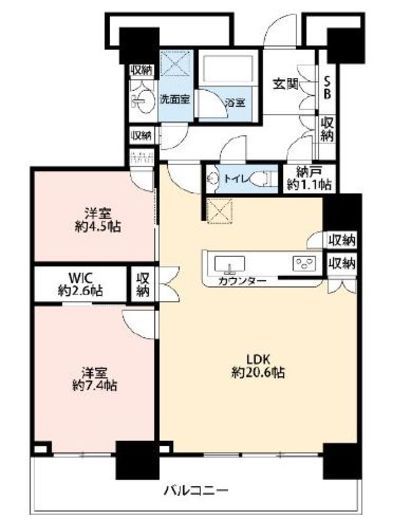 ベイクレストタワー　1313号室　間取り