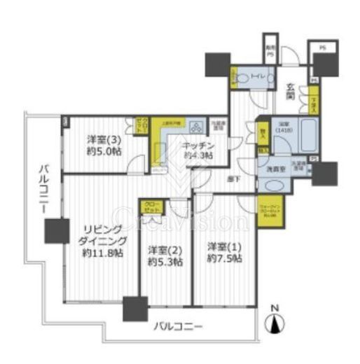 ベイクレストタワー　1306号室　間取り