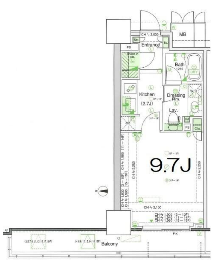品川タワーフェイス　1501号室　間取り