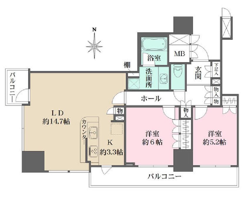 品川タワーフェイス　1103号室　間取り