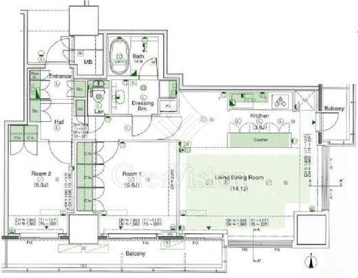品川タワーフェイス　1405号室　間取り