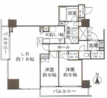 品川タワーフェイス　2603号室　間取り