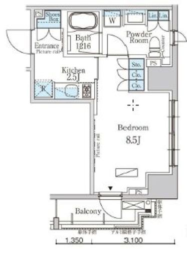 パークアクシス白金　902号室　間取り