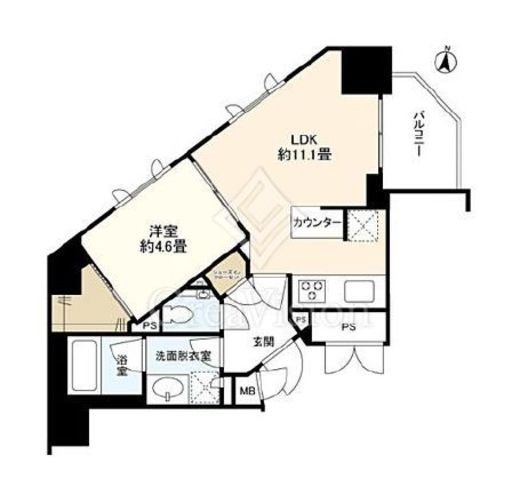 ジオ西新宿ツインレジデンス　E6F1号室　間取り