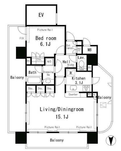 パークアクシス四谷ステージ　301号室　間取り