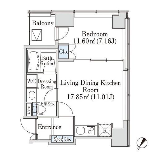 プラティーヌ新宿新都心　1401号室　間取り