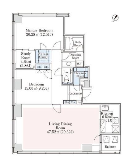 プラティーヌ新宿新都心　2102号室　間取り