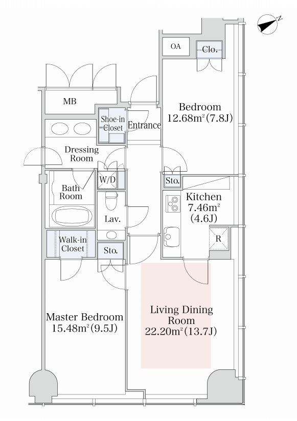 プラティーヌ西新宿　1308号室　間取り