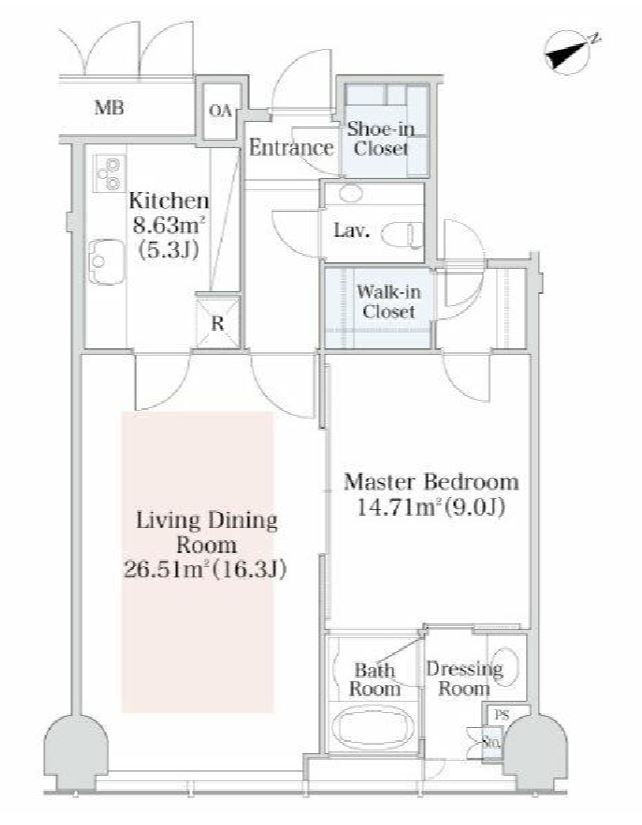 プラティーヌ西新宿　1207号室　間取り