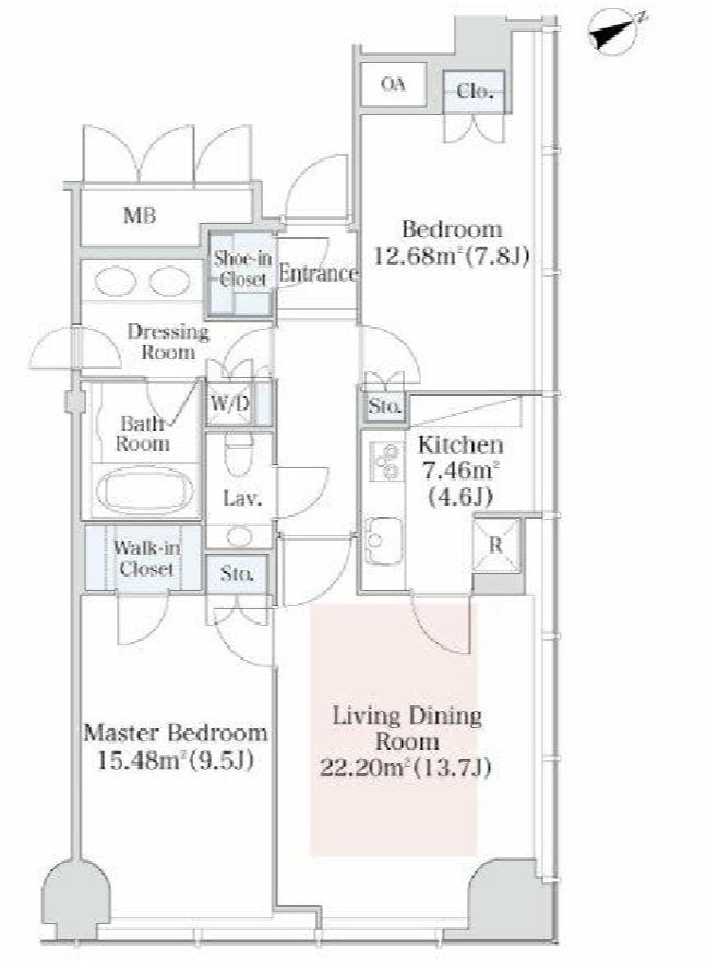 プラティーヌ西新宿　908号室　間取り