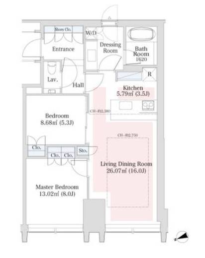 ラ・トゥール新宿グランド　1801号室　間取り