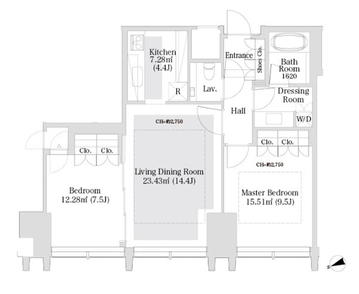 ラ・トゥール新宿グランド　3203号室　間取り