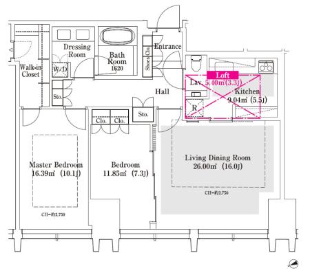 ラ・トゥール新宿グランド　3402号室　間取り