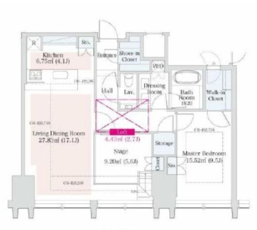 ラ・トゥール新宿グランド　3903号室　間取り