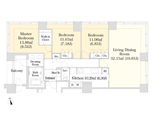 ラ・トゥール神楽坂　1804号室　間取り
