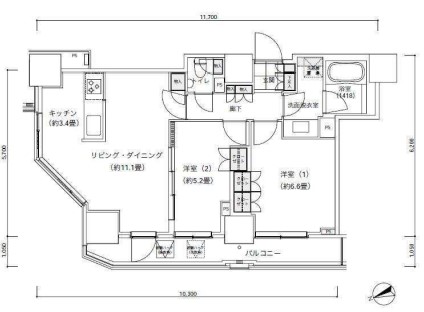 パークキューブ愛宕山タワー　1801号室　間取り