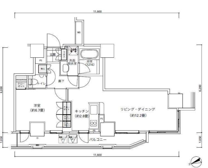 パークキューブ愛宕山タワー　302号室　間取り