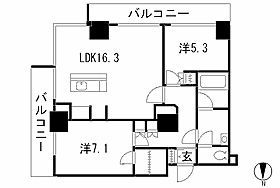 パークキューブ愛宕山タワー　1703号室　間取り