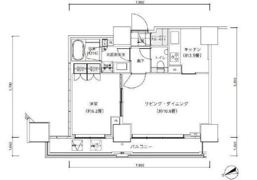 パークキューブ愛宕山タワー　201号室　間取り