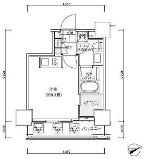 パークキューブ愛宕山タワー　505号室　間取り