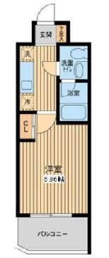 プロスペクト門前仲町　505号室　間取り
