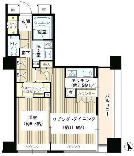 グランスイート虎ノ門　1607号室　間取り