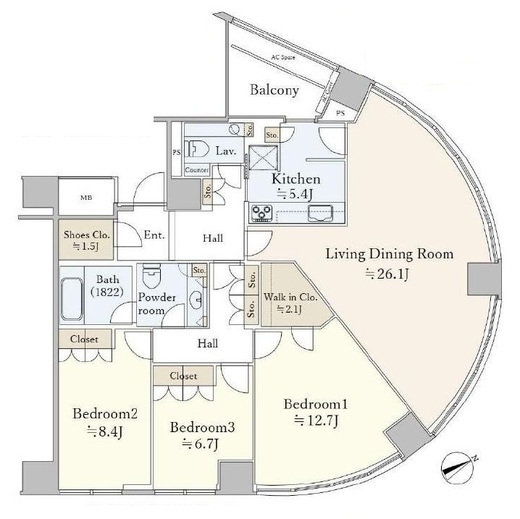 青山ザ・タワー　1506号室　間取り