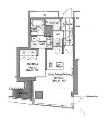 スカイハウス浜離宮　1309号室　間取り