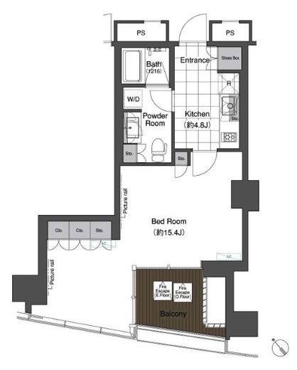 スカイハウス浜離宮　1602号室　間取り