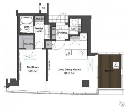 スカイハウス浜離宮　2408号室　間取り
