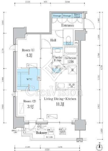 デュオフラッツ台東三ノ輪　602号室　間取り