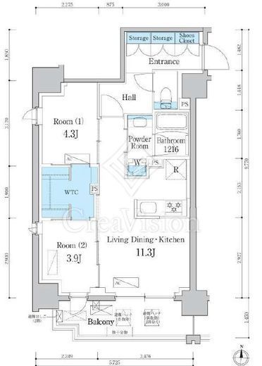 デュオフラッツ台東三ノ輪　702号室　間取り